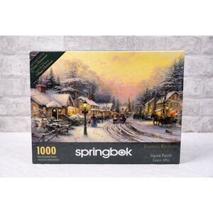 New Thomas Kinkade Springbok 1000 Piece Jigsaw Puzzle Christmas Village Sealed